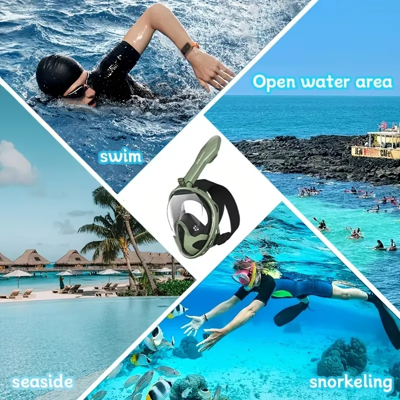 Snorkel Mask Full Face - Maschera Subacquea Integrale per Adulti 180°