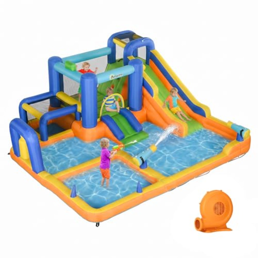 Water Slide Inflatable - Scivolo acquatico gonfiabile 7-in-1 con gonfiatore