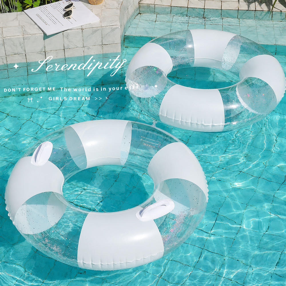 Pool Float Ring Inflatable - Anello Galleggiante Trasparente per Adulti, Gonfiabile